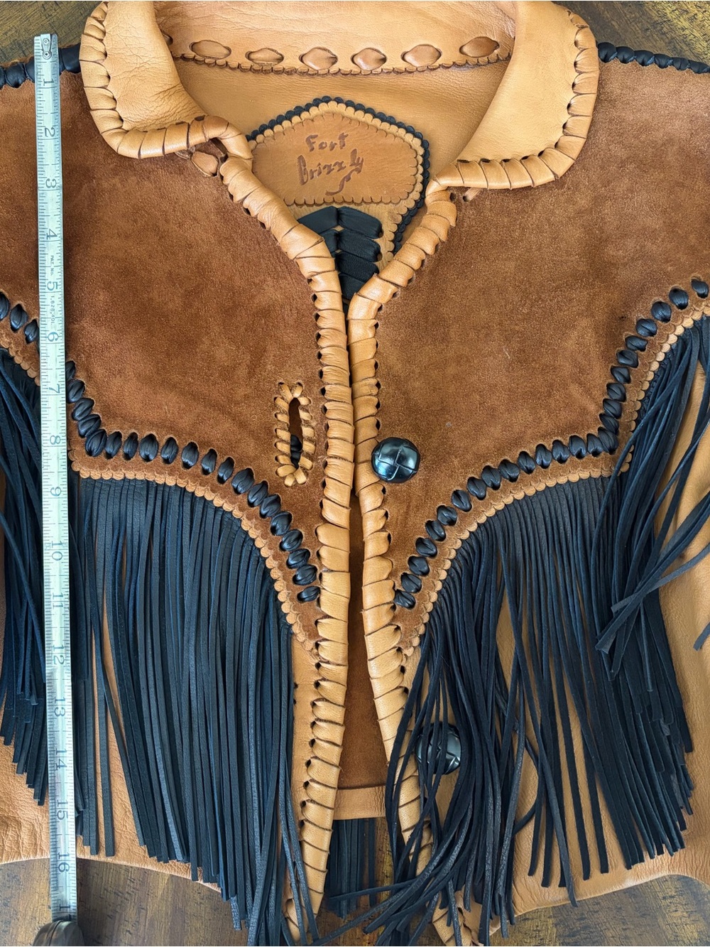 Fort Grizzly Tan Suede with Black Leather Fringe Jacket No. 244 - Picture 8 of 11